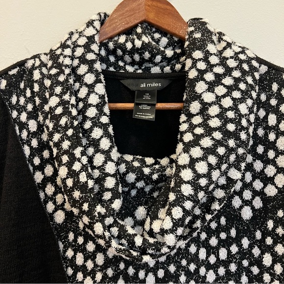 Ali Miles 1X Sweater Top Cowl Neck Art To Wear Artsy Plus Lagenlook Patchwork - Picture 3 of 11